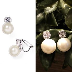 Ralph Lauren Faux Pearl & Crystal Clip On Earrings